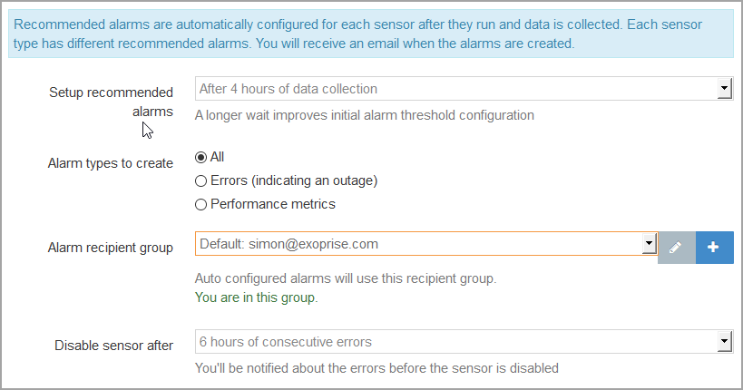 Sensor Alarm Setup