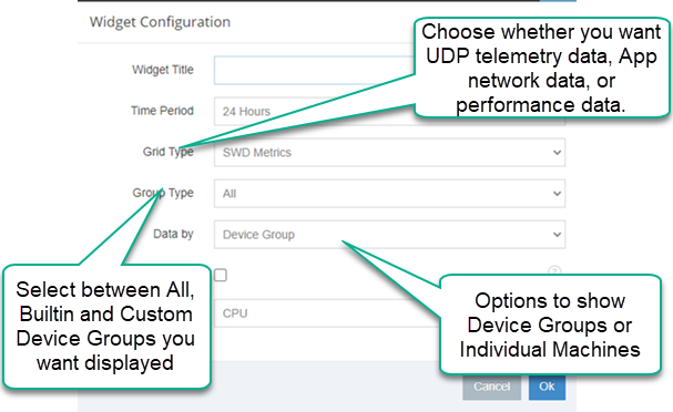 Widget Configuration for Device Groups