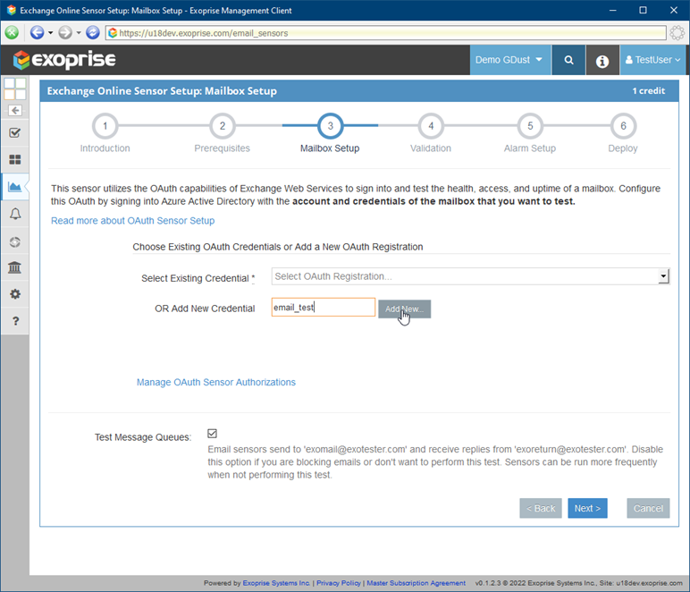 Step 1. Enter a label for the OAuth setup