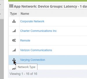 Device Group by Network Type, Network ISP