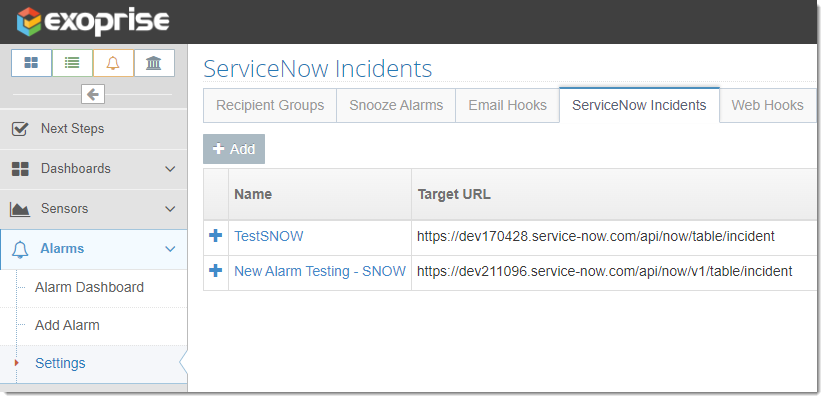 ServiceNow Incidents Integration