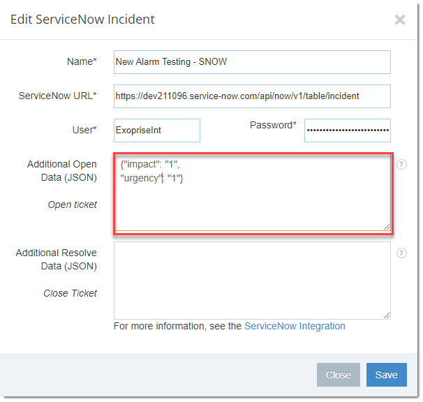 Customize JSON for ServiceNow 