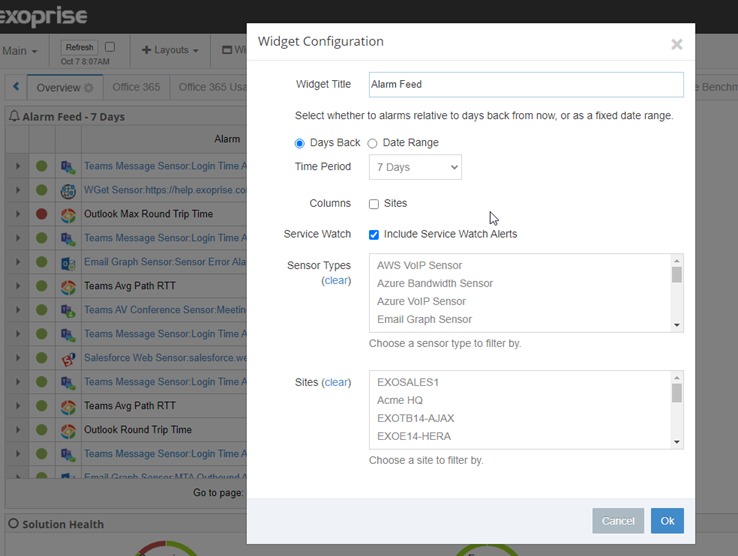 Alarm Feed Filtering By Site