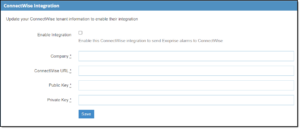 ConnectWise PSA integration settings